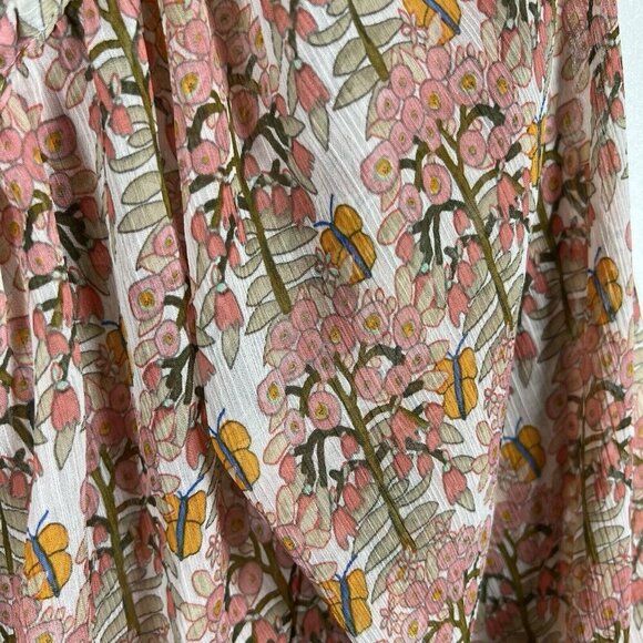 Zara Basic Floral‎ Butterfly Blouse Women’s Size Small Pink Boho Peasant crochet - Picture 5 of 8